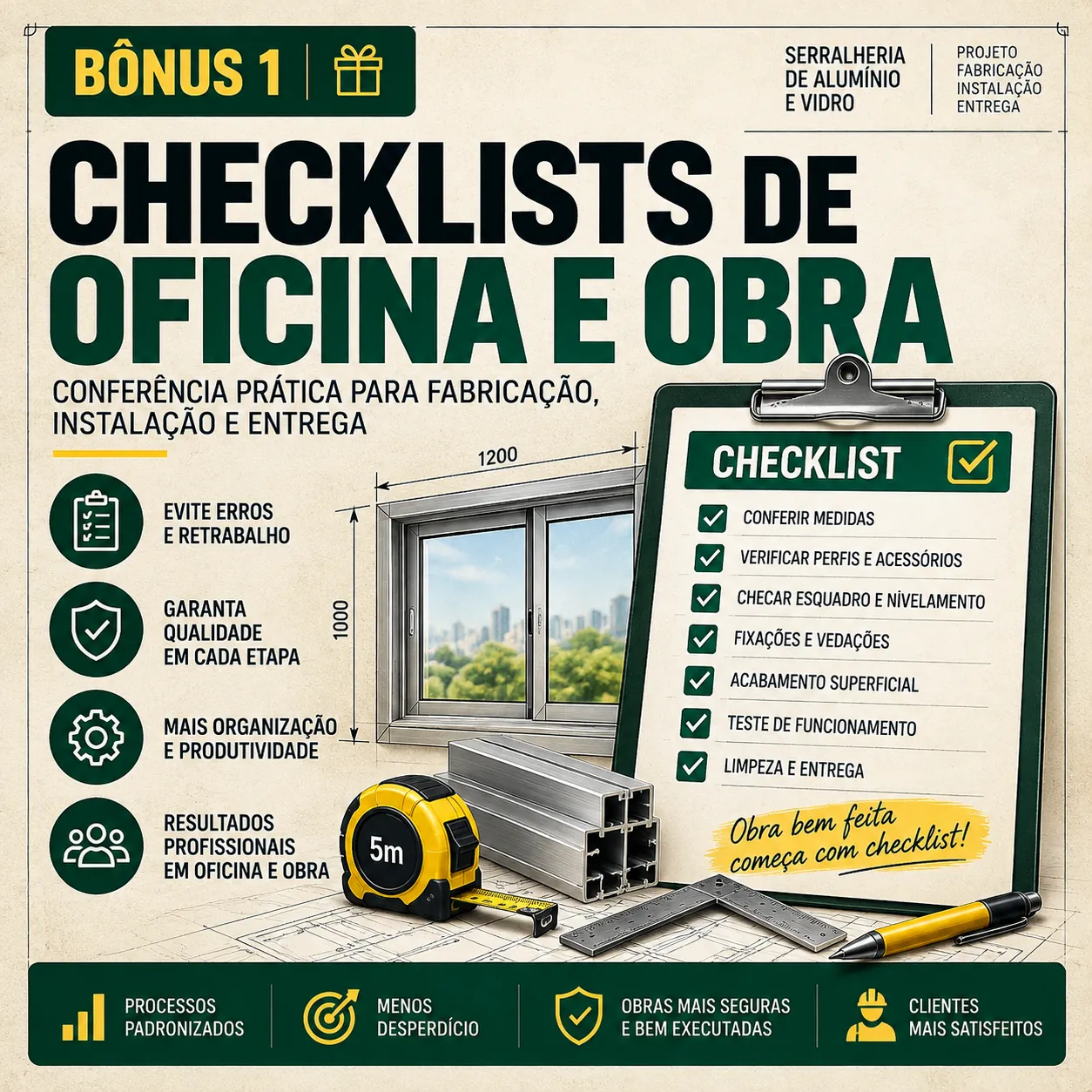 Checklists de oficina e obra