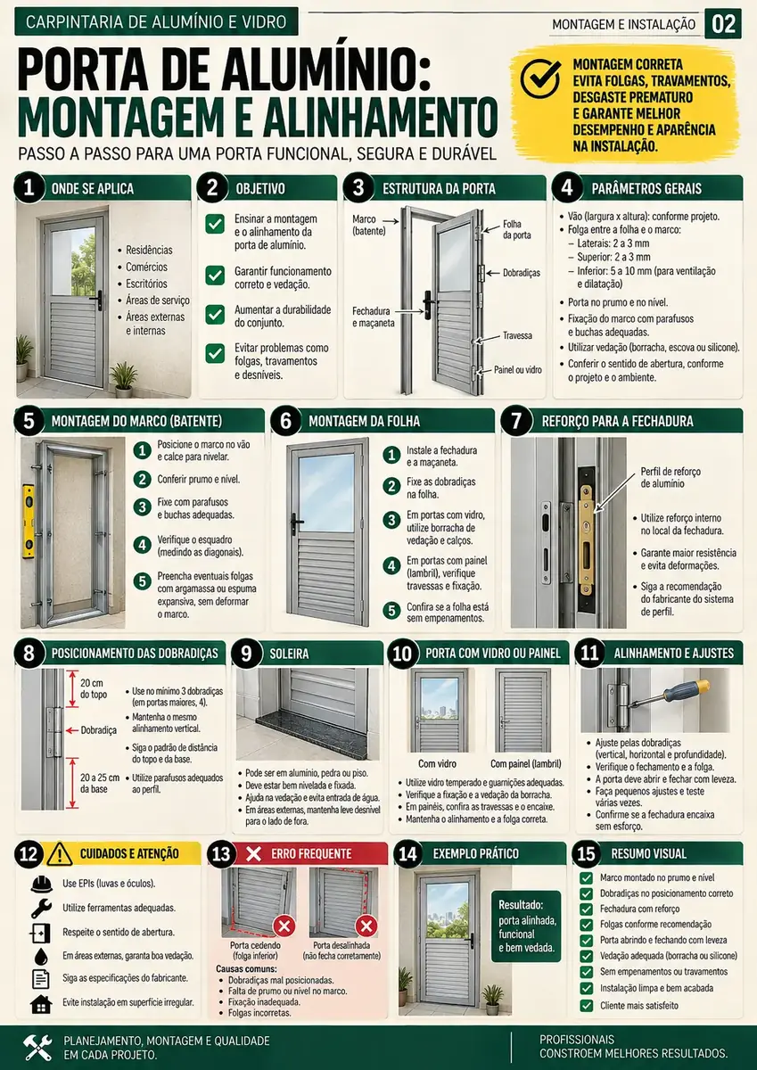 Porta de alumínio: alinhamento