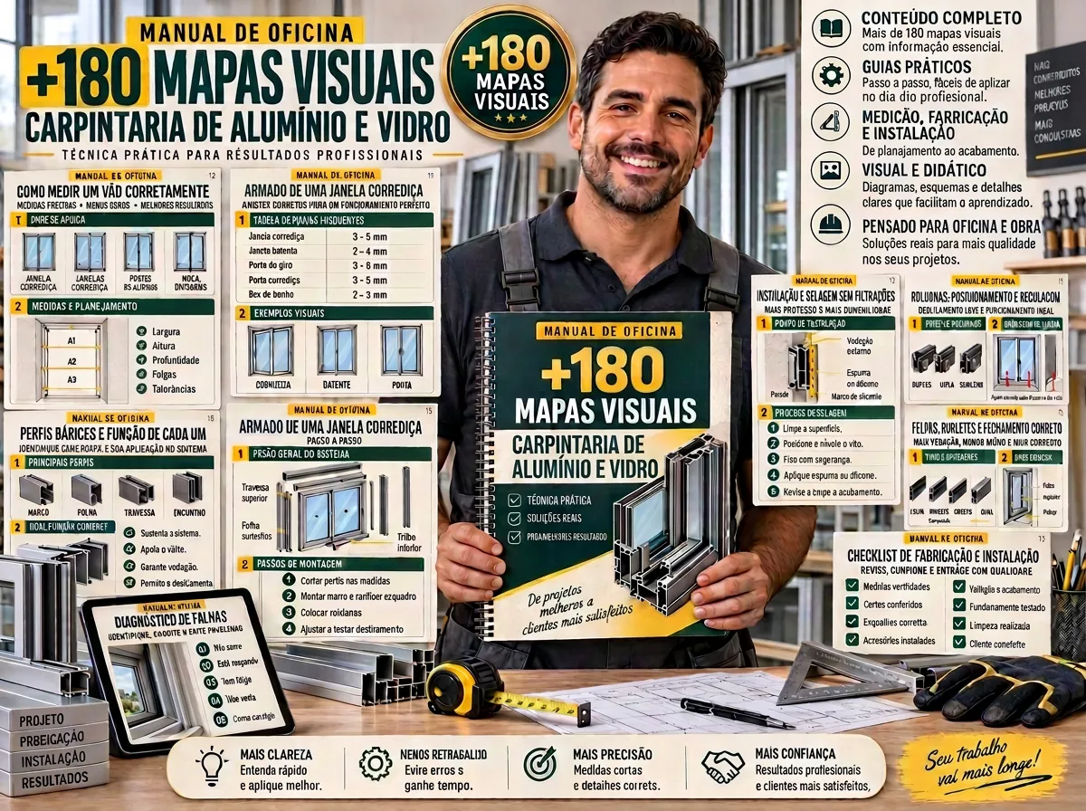 Coleção de +180 mapas visuais de esquadrias de alumínio e vidro