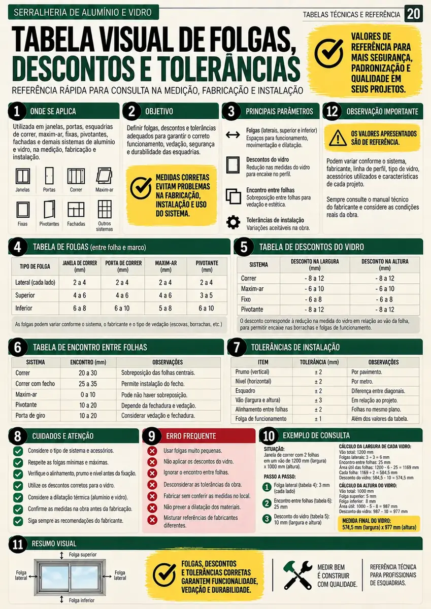 Tabela de folgas e descontos